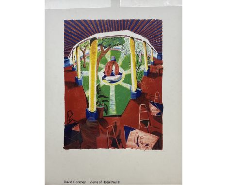 After David Hockney (British 1937-): 'View of Hotel Well III', poster 77cm x 58cm 