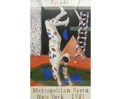 After David Hockney (British 1937-): 'Parade - Metropolitan Opera New York 1981' framed poster, 93cm x 58cm 