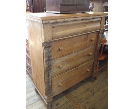 A Victorian Scotch pine chest of four long drawers