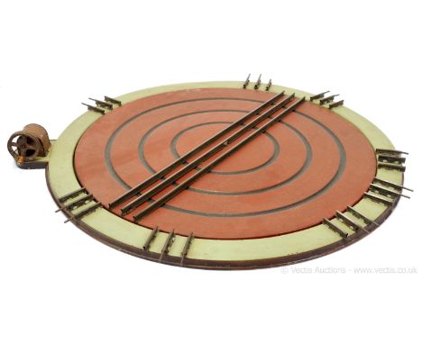 Marklin Gauge 1 3-rail electric Turntable measuring 23" across (58cm) finished in light green and brown with black decoration