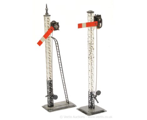 Bing Gauge 1 &amp; Larger pair of single arm Signals all on square base together with further example on oblong base with lad