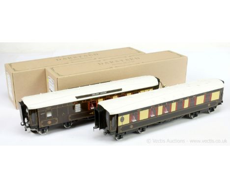 Darstaed O Gauge Modern Issue pair of Pullman Coaches consisting of Brake End Montana with Golden Arrow coach boards together