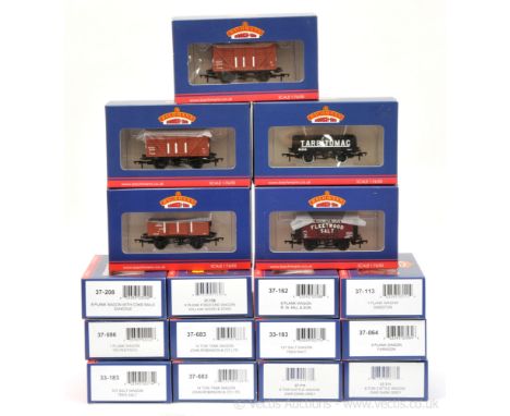 Bachmann OO Gauge group of Goods Wagons consisting of Ref 37-902 Shop Absorbing Van BR, Ref 37-159 8-plank Open William Wood,