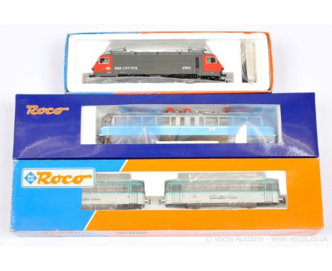 Roco HO Diesel and Electric Locos comprising 4178A SBB grey and red livery Type RE4/4 Twin Pantograph Overhead Electric Loco 