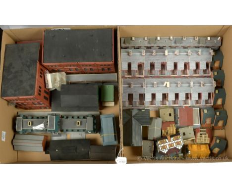 OO / HO Plastic and Card Buildings by various manufacturers to include 2 x factory buildings, goods shed, engine shed, signal