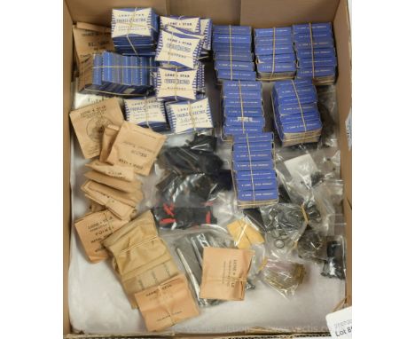 Lone Star Treble O Lectric Accessories including 7 x boxes of coach wheels, 8 x boxes of goods rolling stock wheels, 3 x boxe