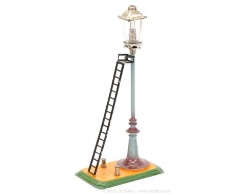 Bing or similar large scale Street/Station Lamp mounted on a tin base measuring 4 1/2" x 3" (11 x 7cm) approx, base in orange
