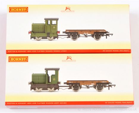 Hornby (China) pair of Rushton &amp; Hornsby 48DS Diesel Locomotives consisting of R3706 Army No.802 and R3704 Works livery b