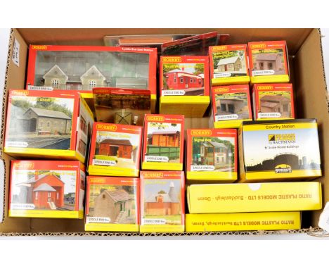 N Gauge Buildings and Accessories comprising Hornby Lyddle End N8798 Lyddle End East Station, N8852 Goods Shed, N8054 Goods S