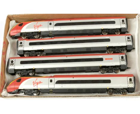 Hornby (China) unboxed 4-car Virgin Railways Class 390 "Pendolino" EMU No.390012 "Virgin Star" comprising power and non-power