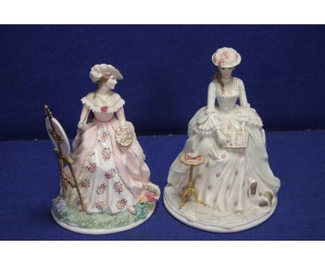 TWO ROYAL WORCESTER FIGURINES 'POETRY' AND 'PAINTING'CONDITION REPORT:There is no obvious visual damage or restoration 