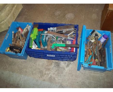 THREE BOXES OF ASSORTED TOOLS ETC