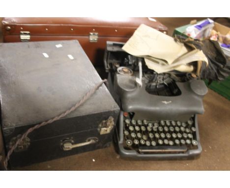 A VINTAGE TYPEWRITER AND A GRAMAPHONE 