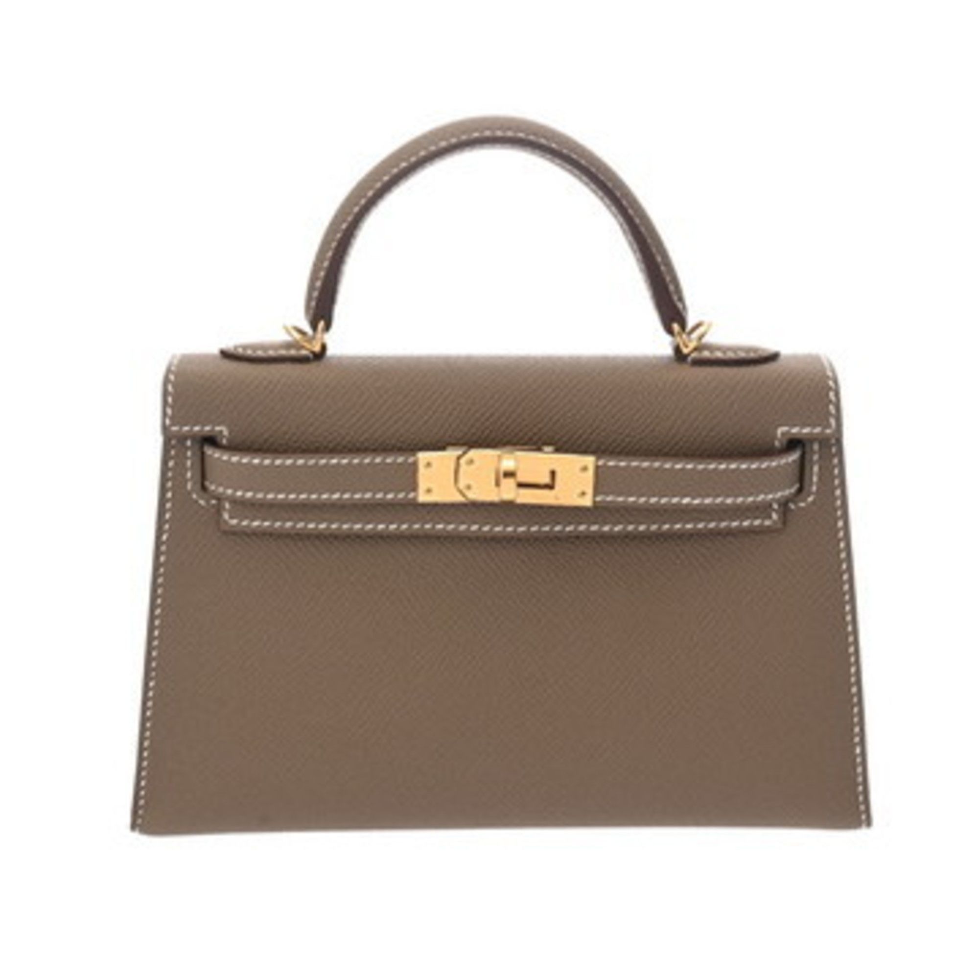 HERMES Mini Kelly 2 2-Way Etoupe Handbag with Double Stamp (circa 2024) Women's Epsom Leather Handba