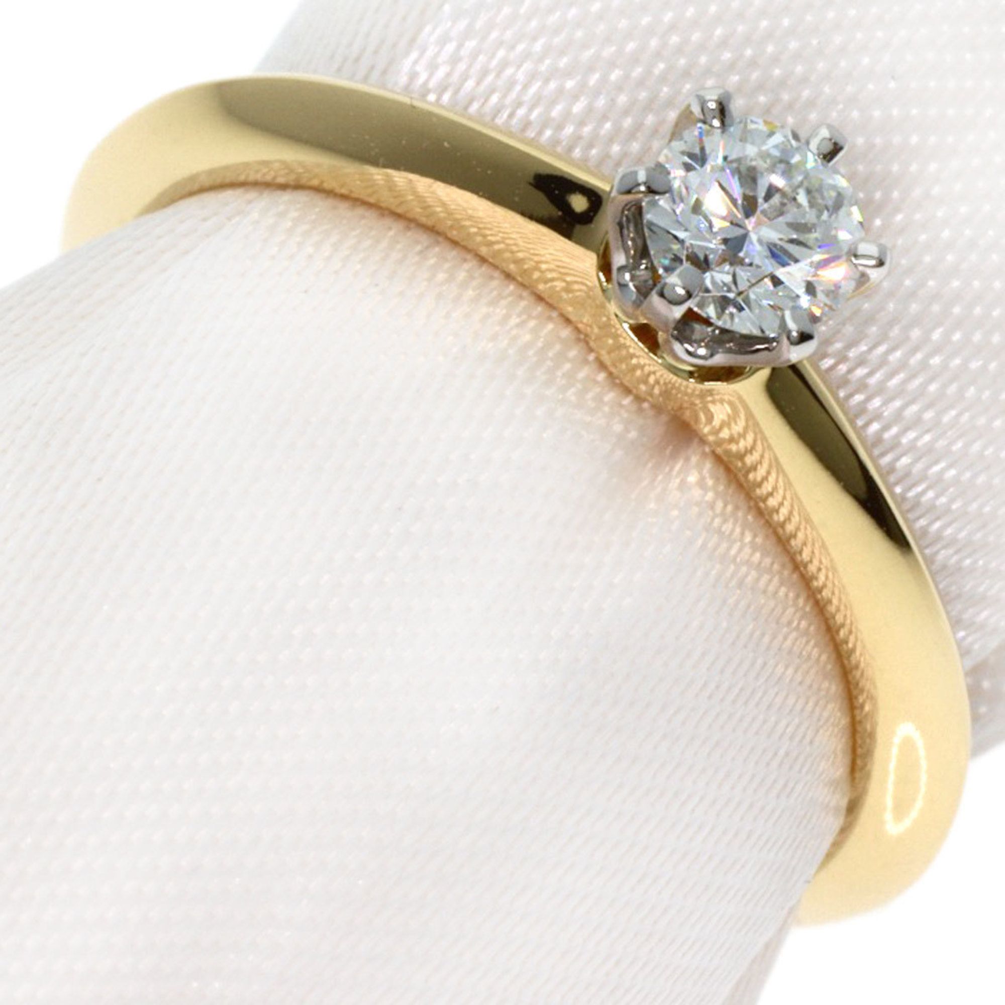 Tiffany Solitaire Diamond Ring, 18K Yellow Gold, PT950, Women's, TIFFANY&Co.