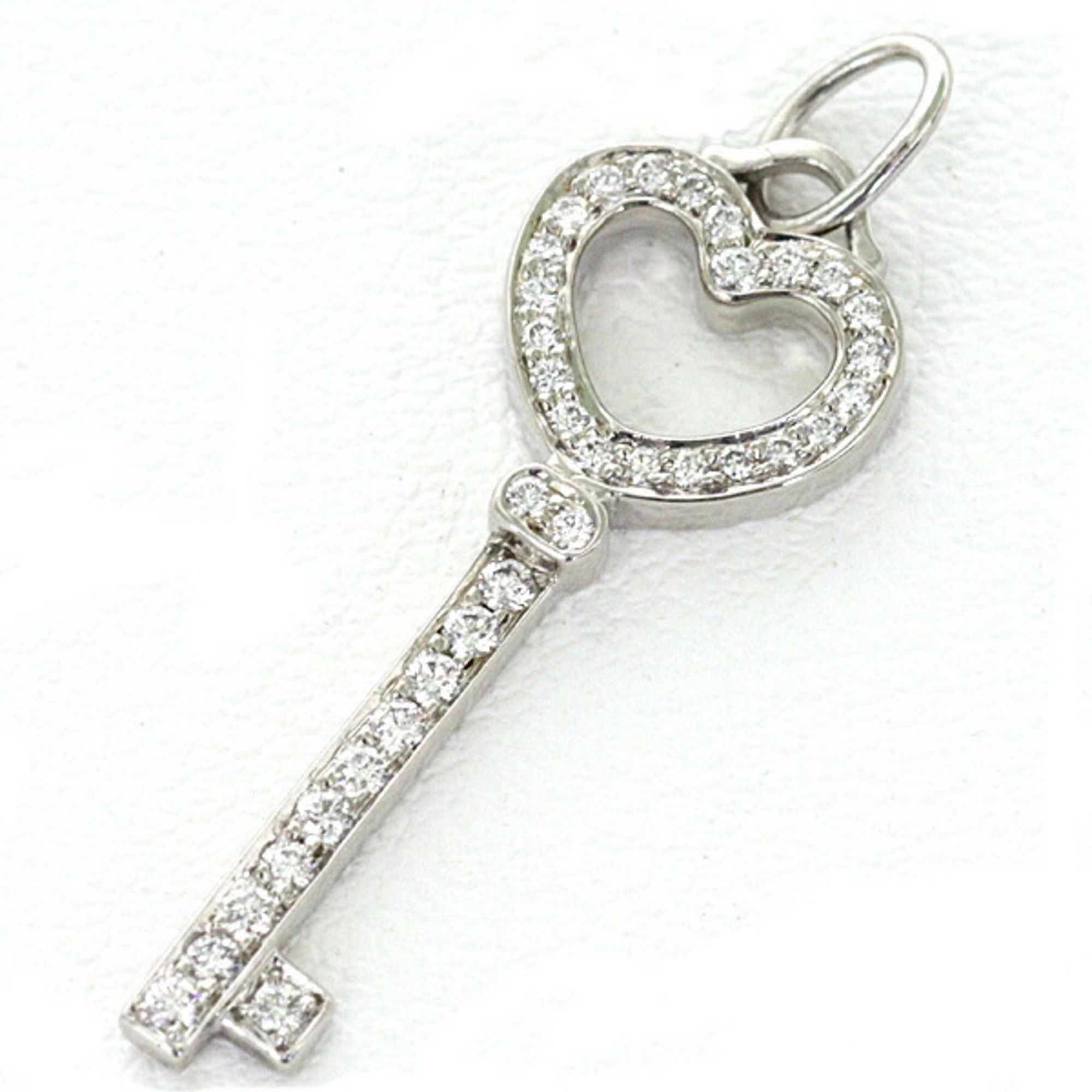 Tiffany & Co. Heart Key Mini Pendant Necklace Bracelet Charm PT950 Platinum Diamond A