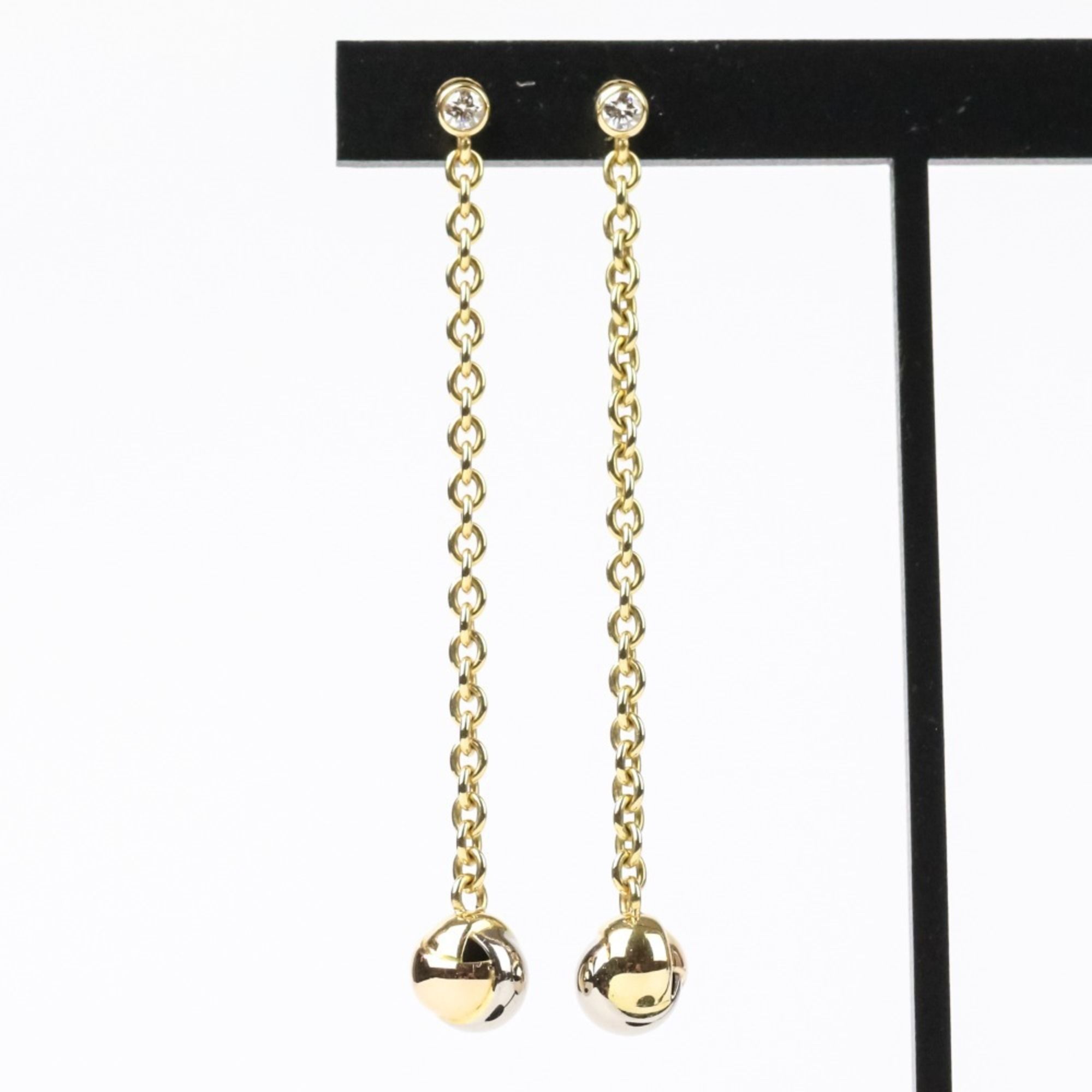 Cartier Baby Trinity Pampille 750 K18 Diamond Ball Earrings Yellow Gold for Women