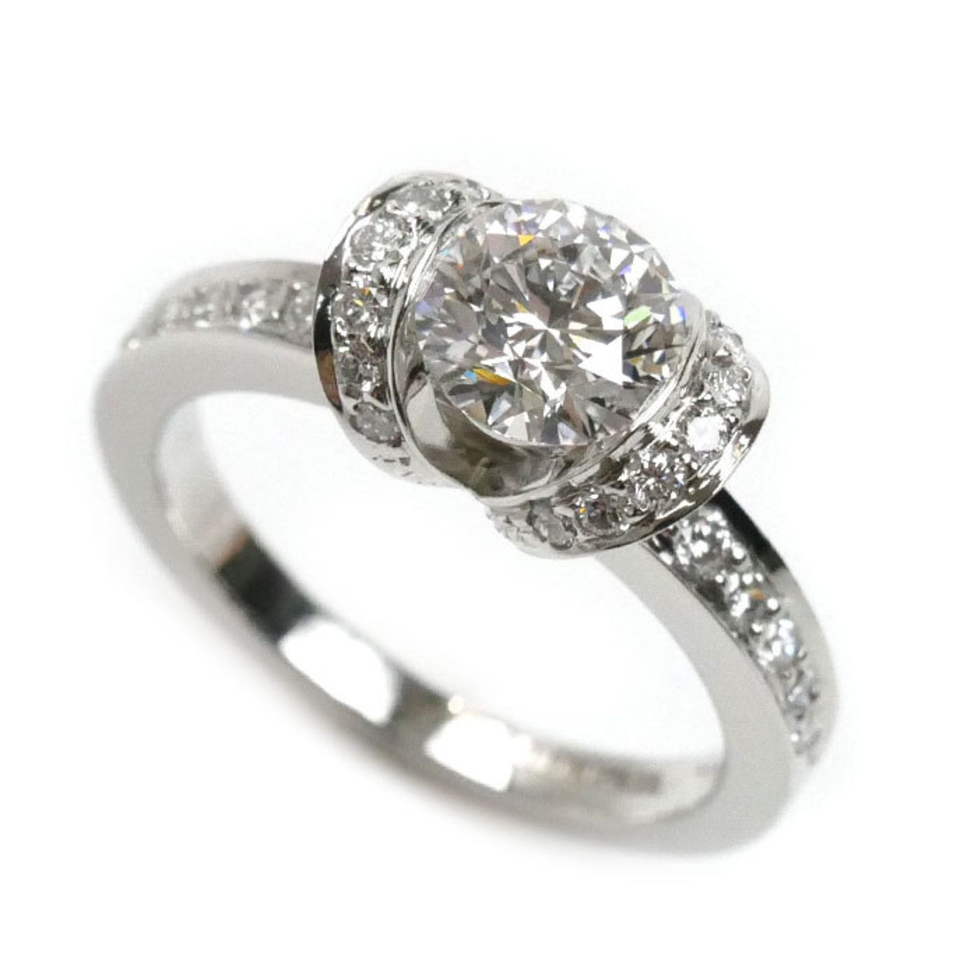TIFFANY&Co. Tiffany Pt950 Platinum Ribbon Diamond Ring, 0.79ct, Size 9, 5.5g, Women's