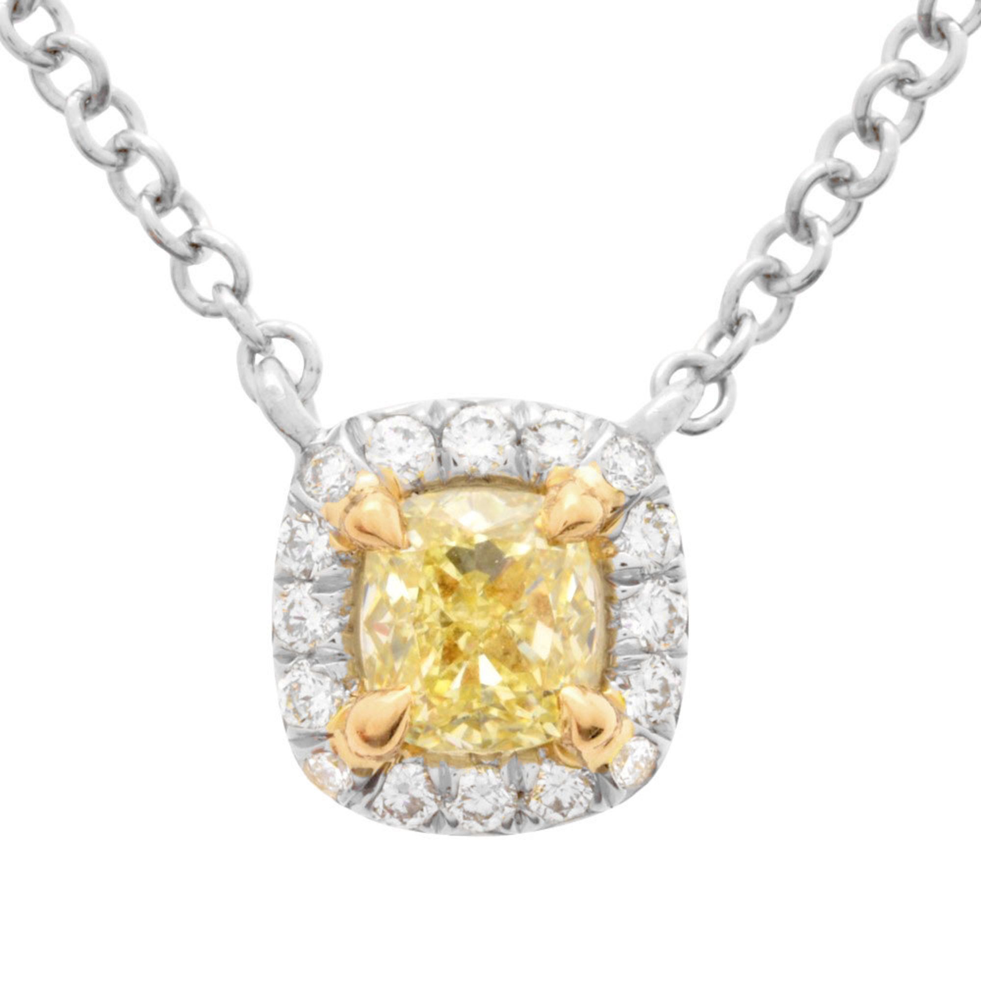 Tiffany & Co. Solest cushion cut necklace, yellow diamond, 0.19ct, Pt950, 2.8g, for women