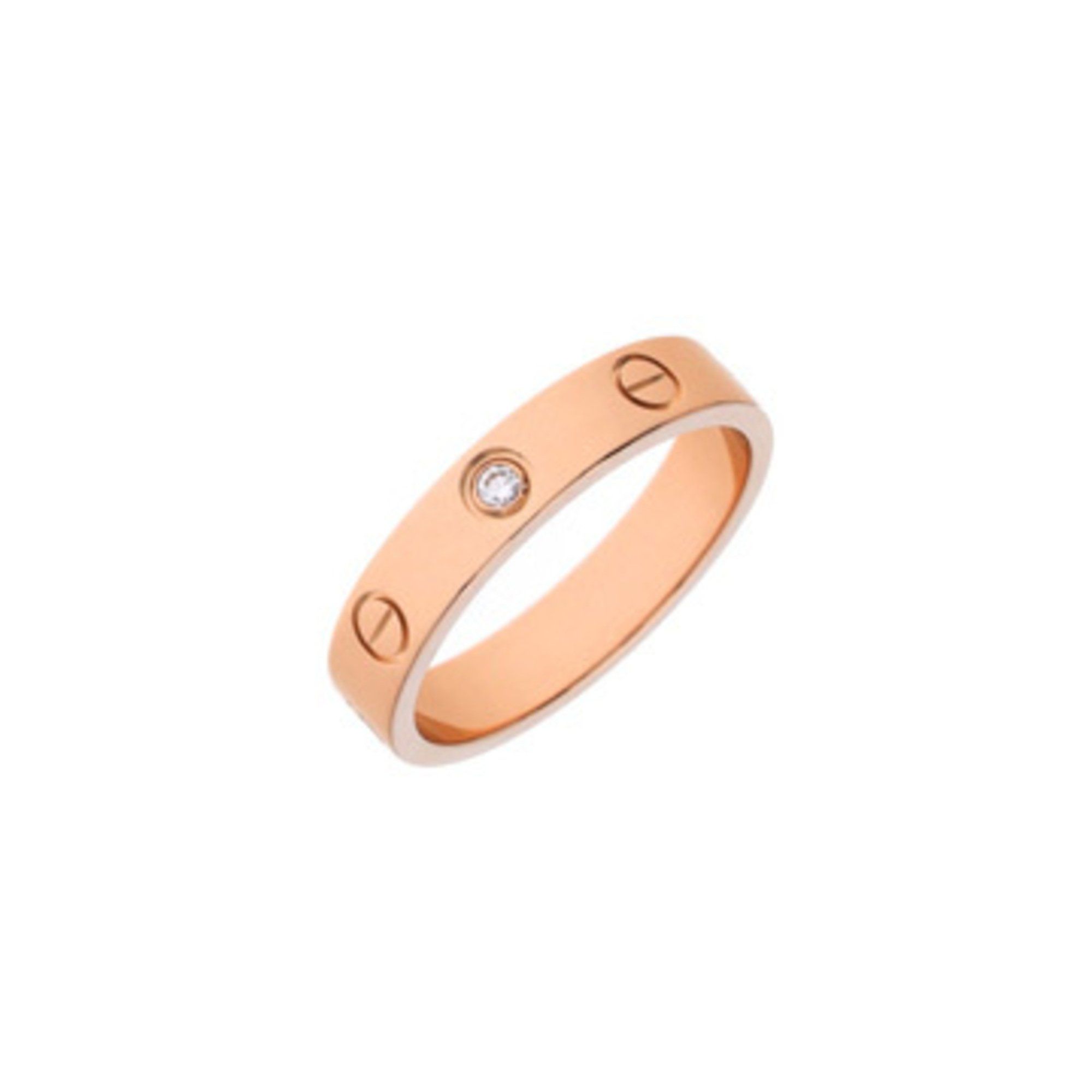 CARTIER Cartier Mini Love Ring 1P Diamond #53 Size 12.5 Women's 18K Pink Gold PG A