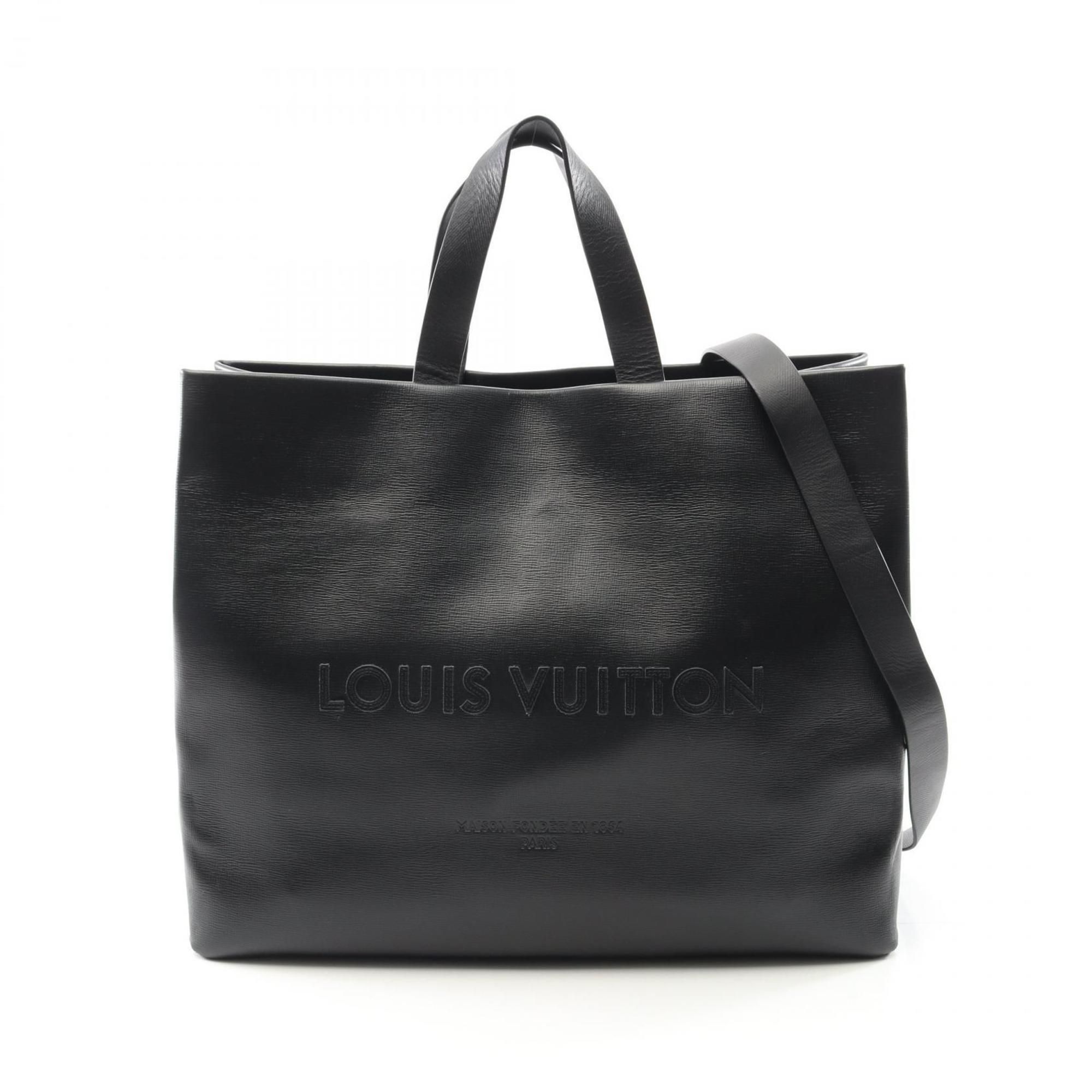 Louis Vuitton LOUIS VUITTON Shopper Tote MM Bag Leather Men's Black M13979