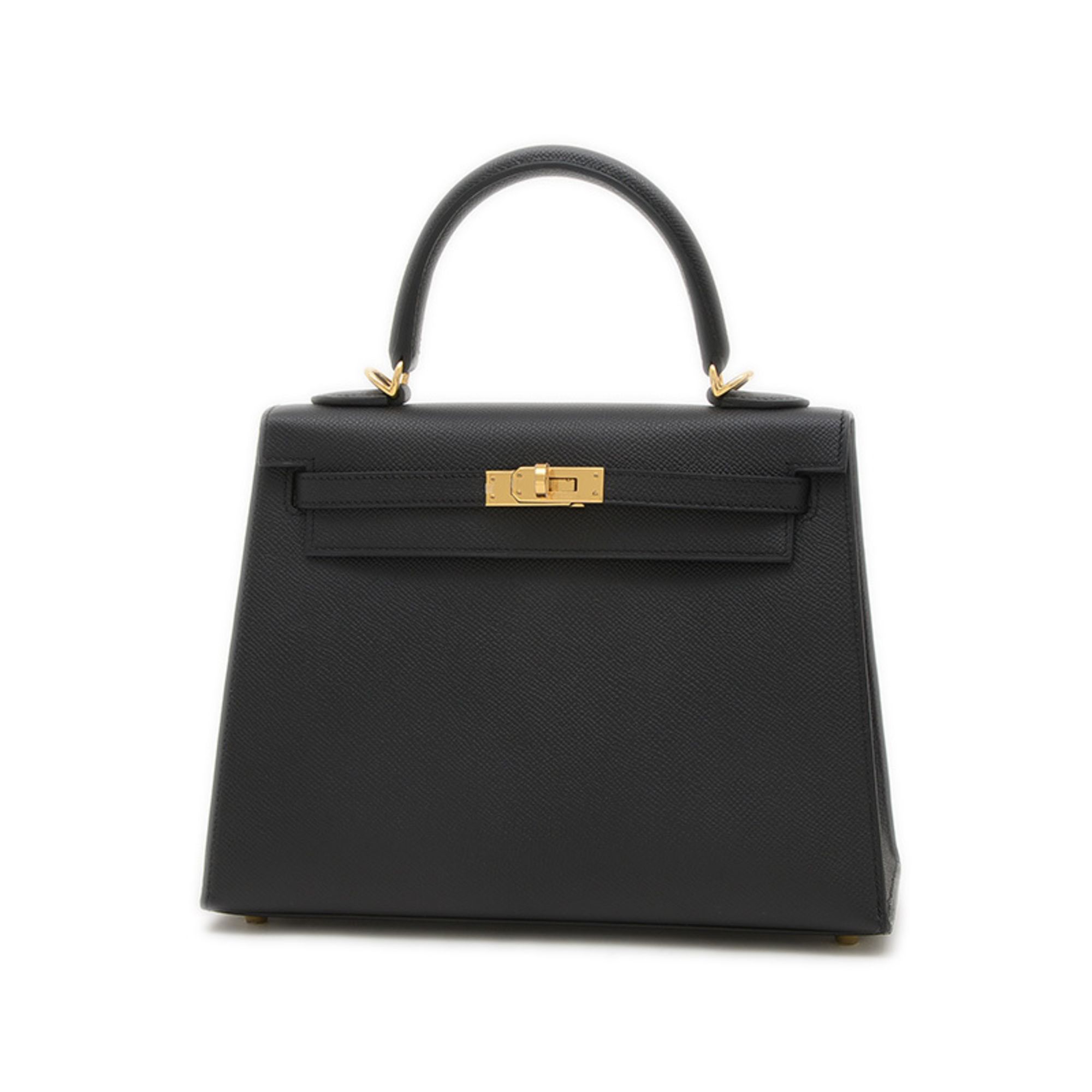 Hermes Kelly 25 Outer Stitching Handbag Epson Black Gold Hardware W Stamp BP