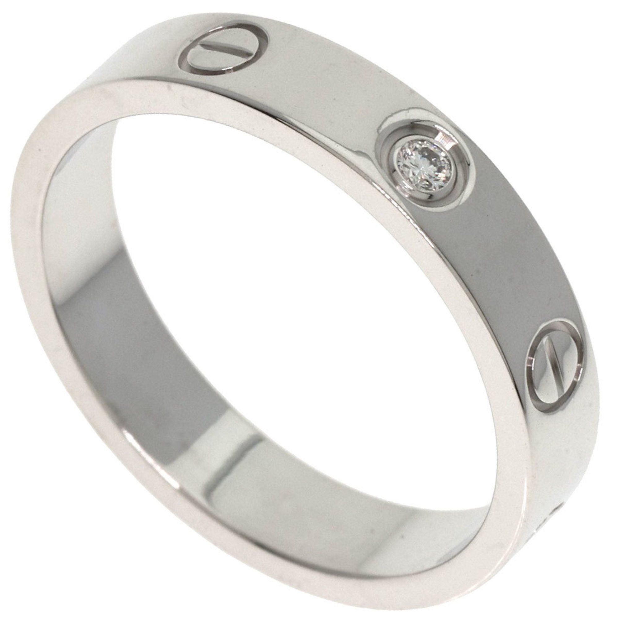 Cartier Mini Love Ring 1P Diamond #55 K18 White Gold Women's CARTIER