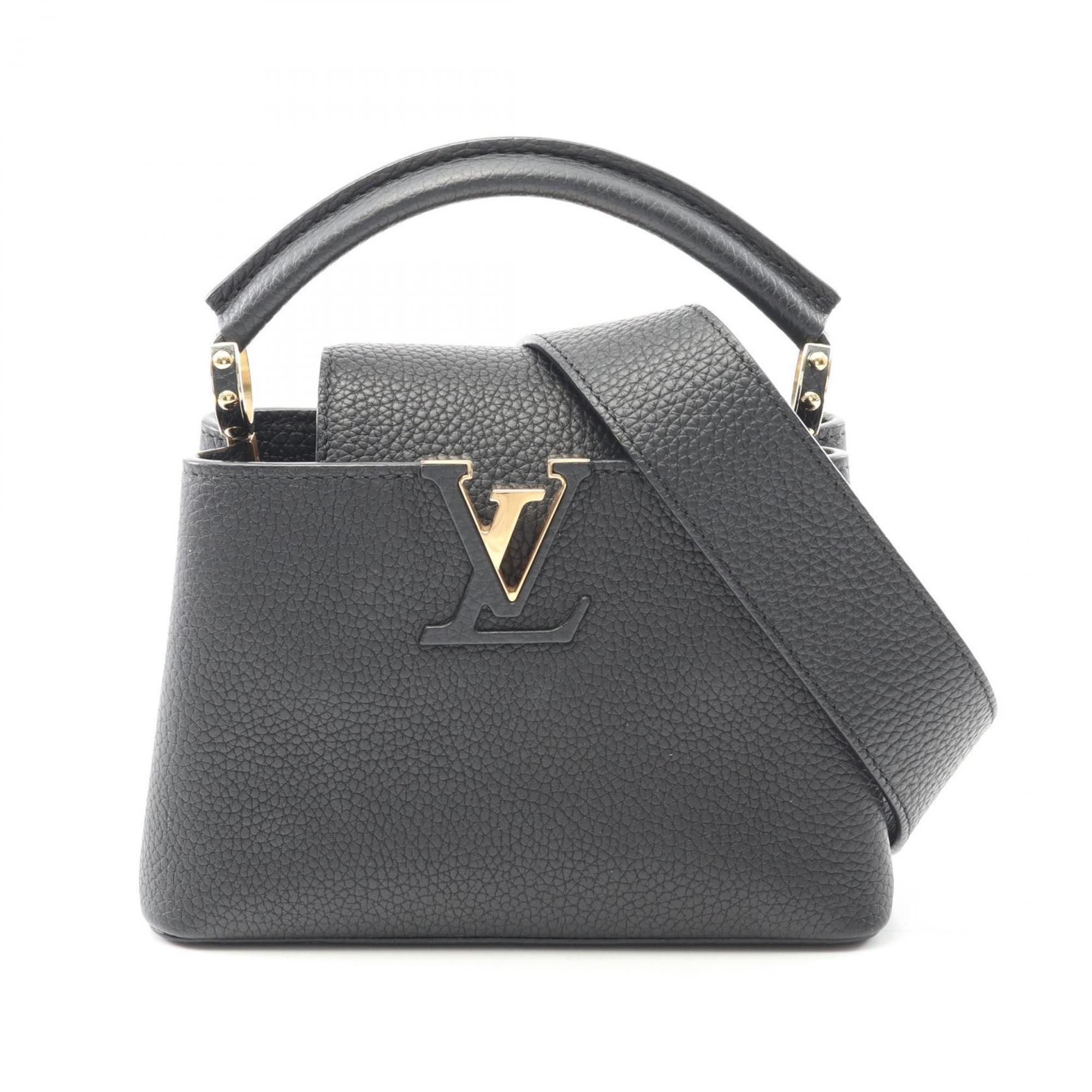 LOUIS VUITTON Capucines MINI Handbag Leather Women's Black M56071