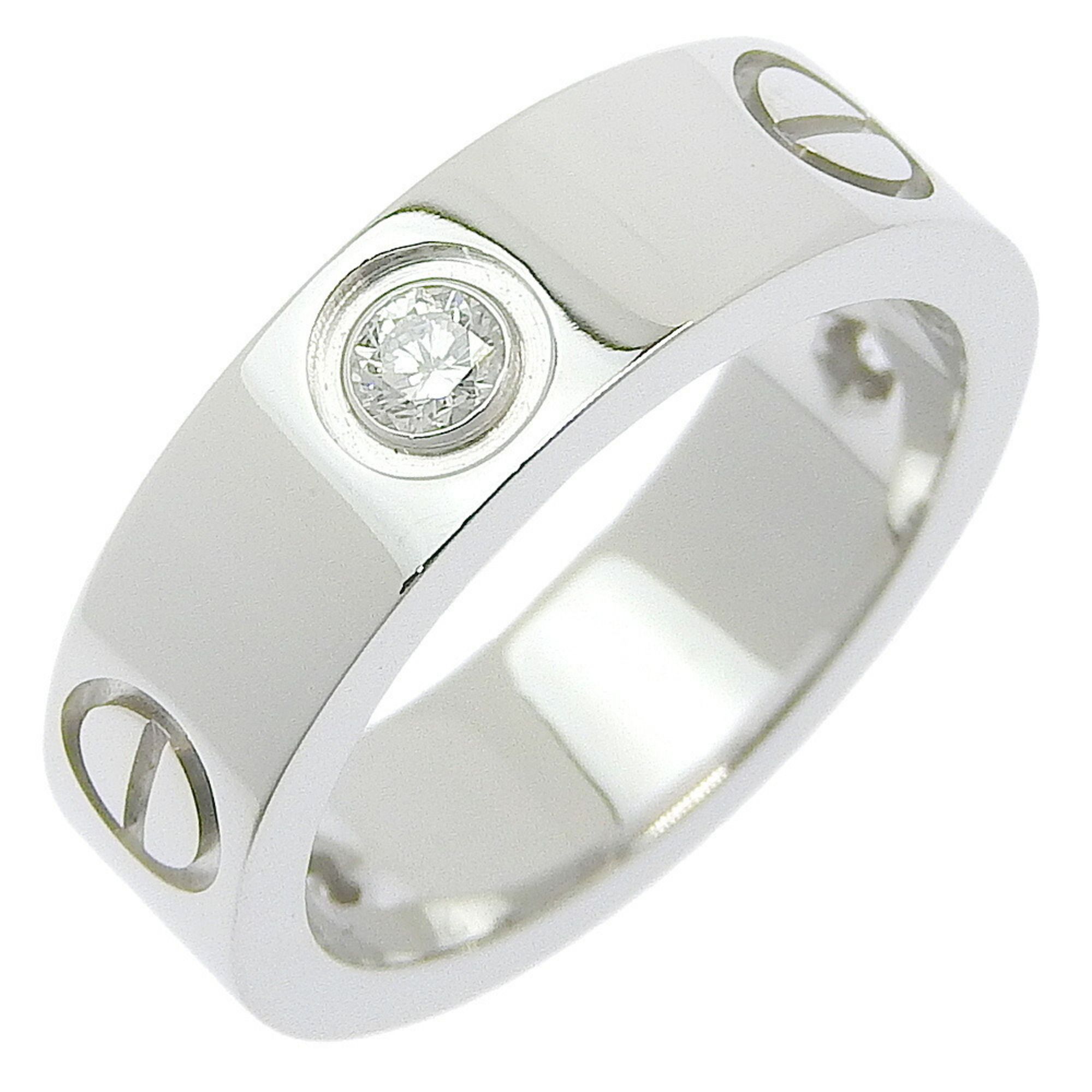 Cartier Love Ring, size 9, half diamond, K18 white gold x approx. 8.1g, women's