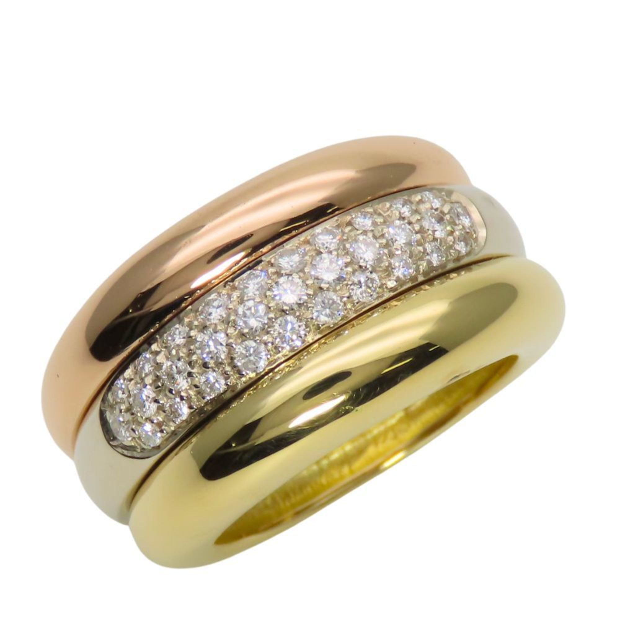 Cartier Ring Mobilis 52 K18PG K18YG K18WG Approx. 18.8g Pavé Diamond Three Colors Women's CARTIER