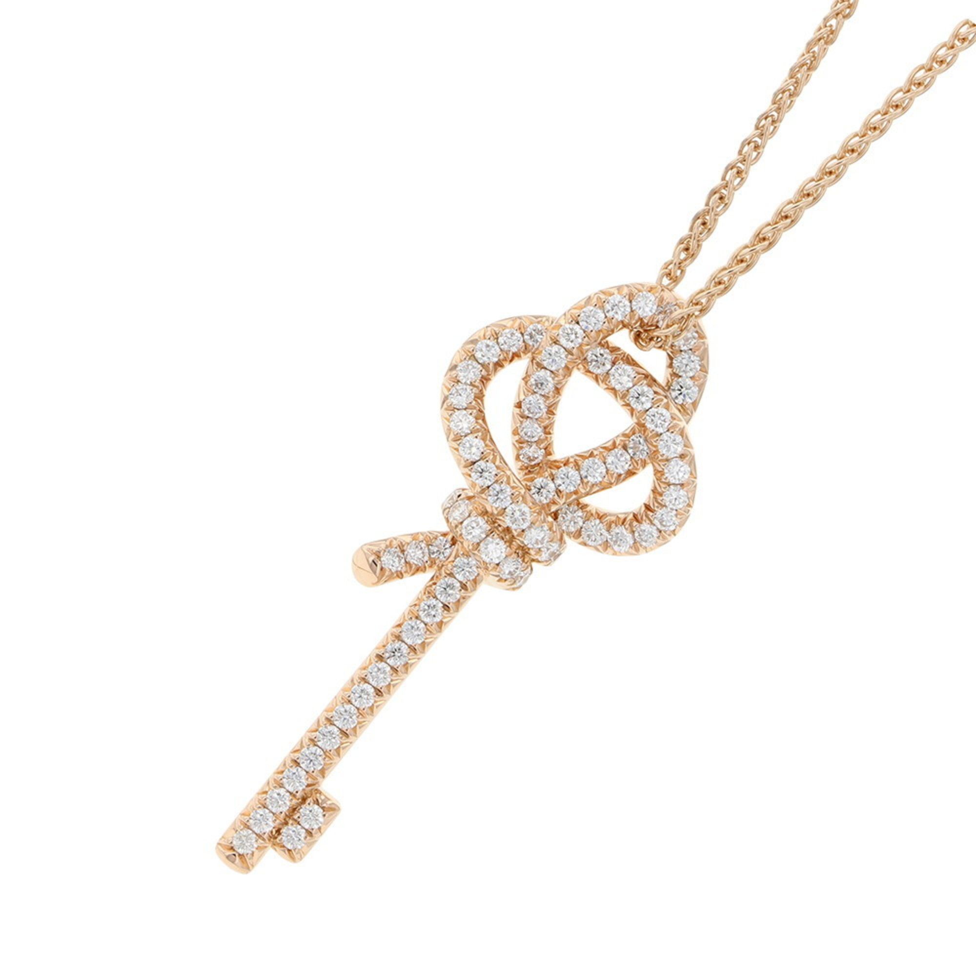 Tiffany Necklace Knot Key Pendant Large Diamond 1.70ct Total 18KPG Pink Gold 72984153