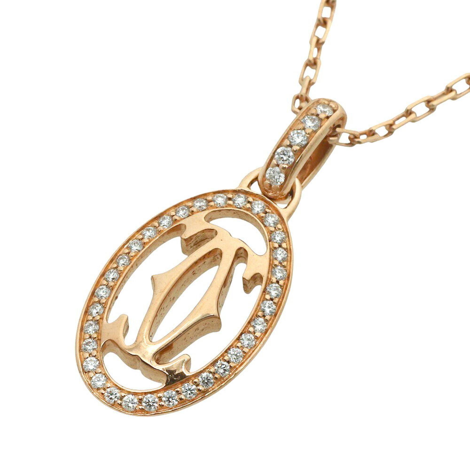 Like new Cartier Double C2 Necklace, approx. 4.2g, 18KPG, pink gold, melee diamonds