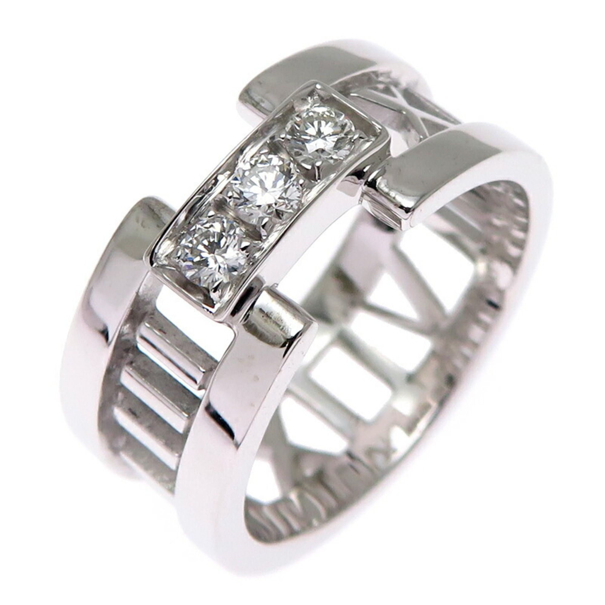 Tiffany Atlas Women's and Men's Ring, 750 White Gold, Size 12