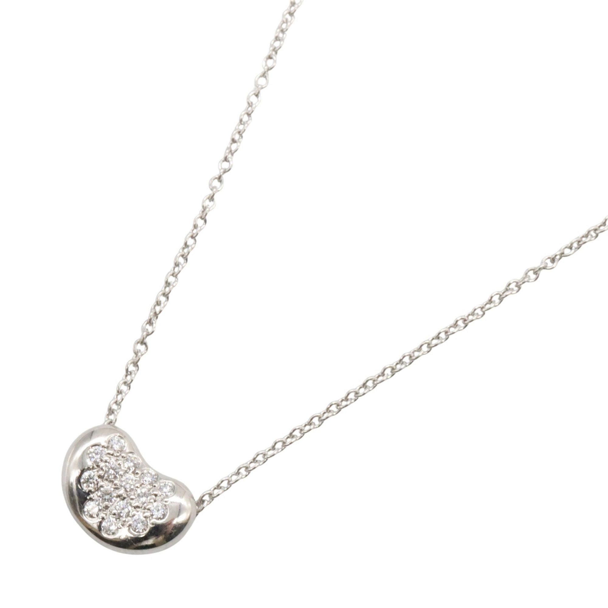 Tiffany & Co. Bean Necklace Diamond Pt950 Platinum Ladies Clear
