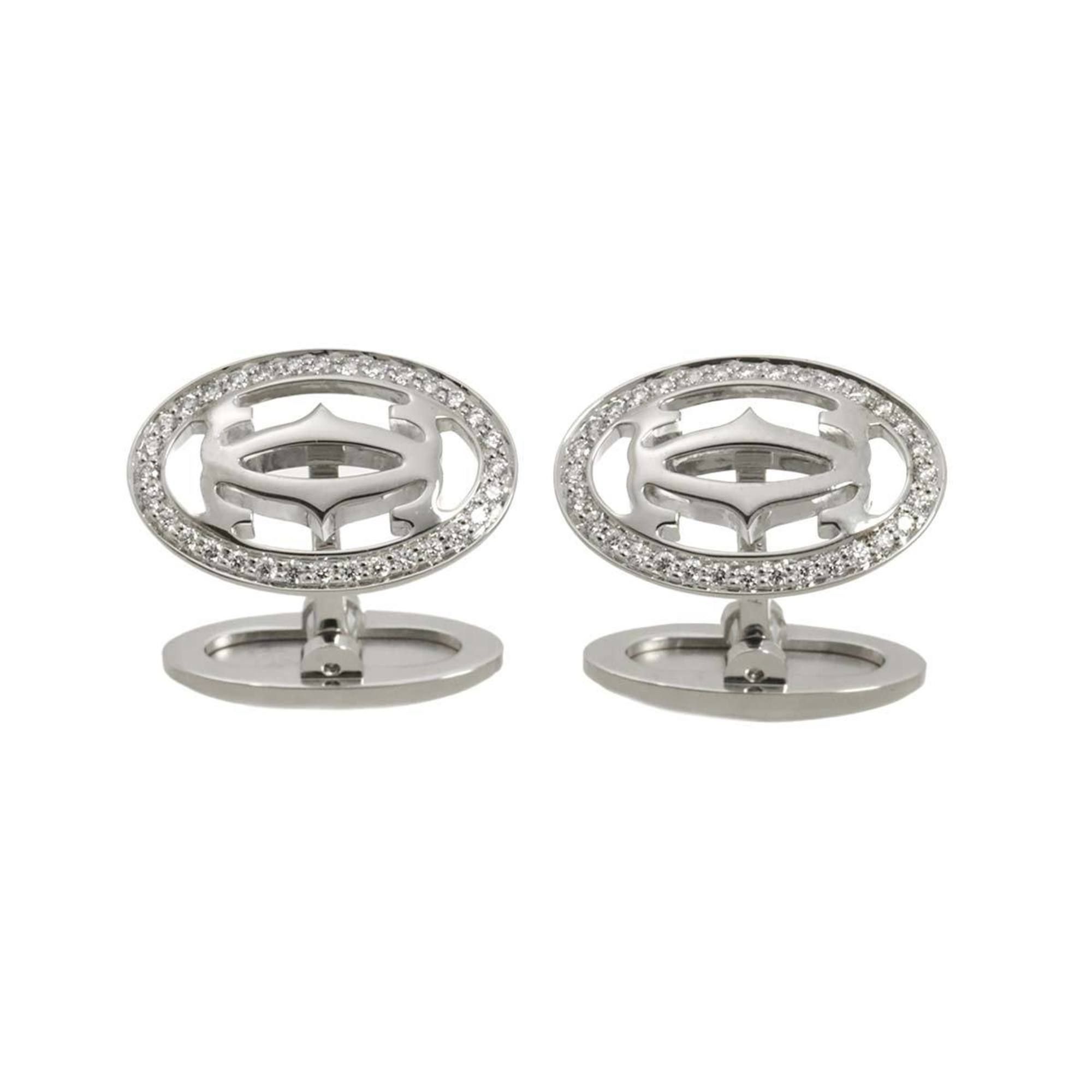 Cartier Double C Diamond Cufflinks in 18K White Gold (750)