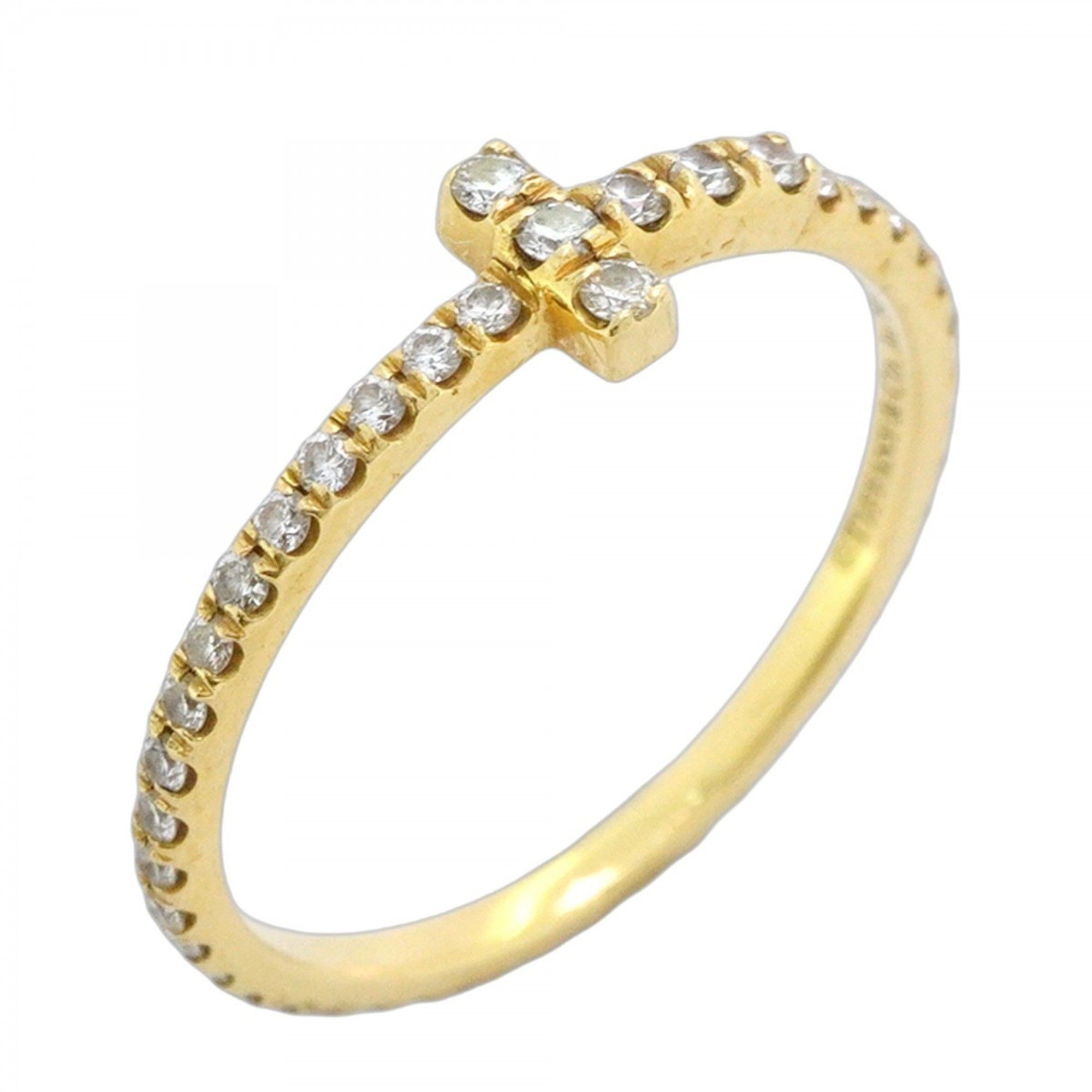 Tiffany ring, T-wire, full diamond, 18KYG yellow gold, size 7.5, women's