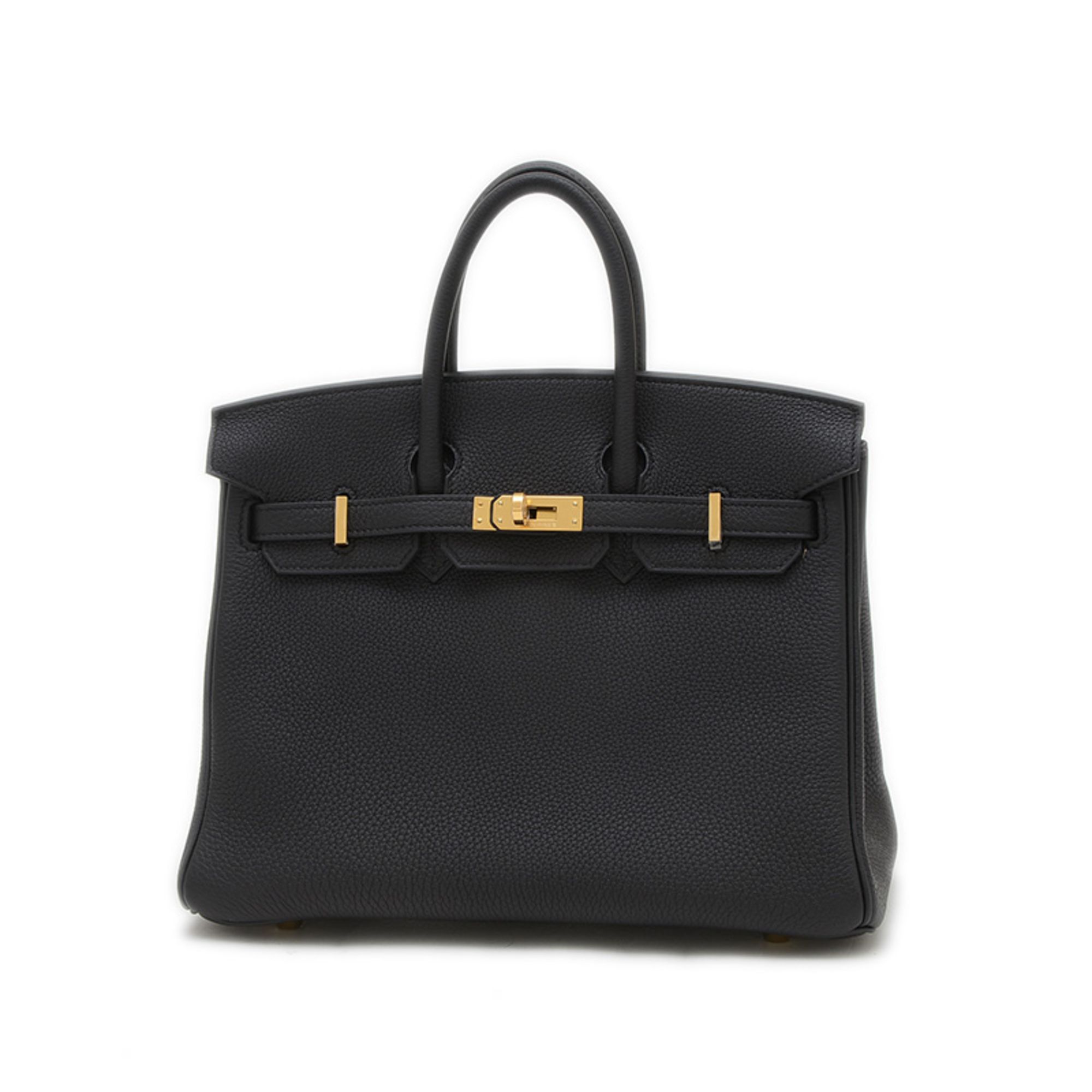 Hermes Hermès Birkin 25 Handbag Verso Togo Black Blue Sapphire Gold Hardware K Stamp BP
