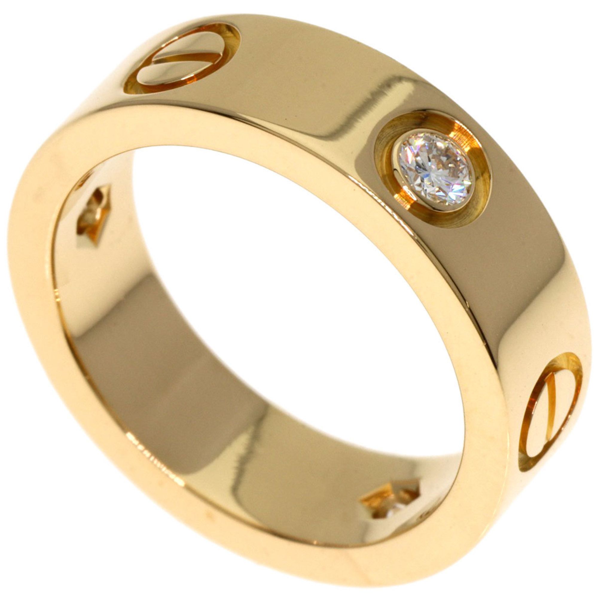Cartier Love Ring Half Diamond #49 18K Yellow Gold Women's
