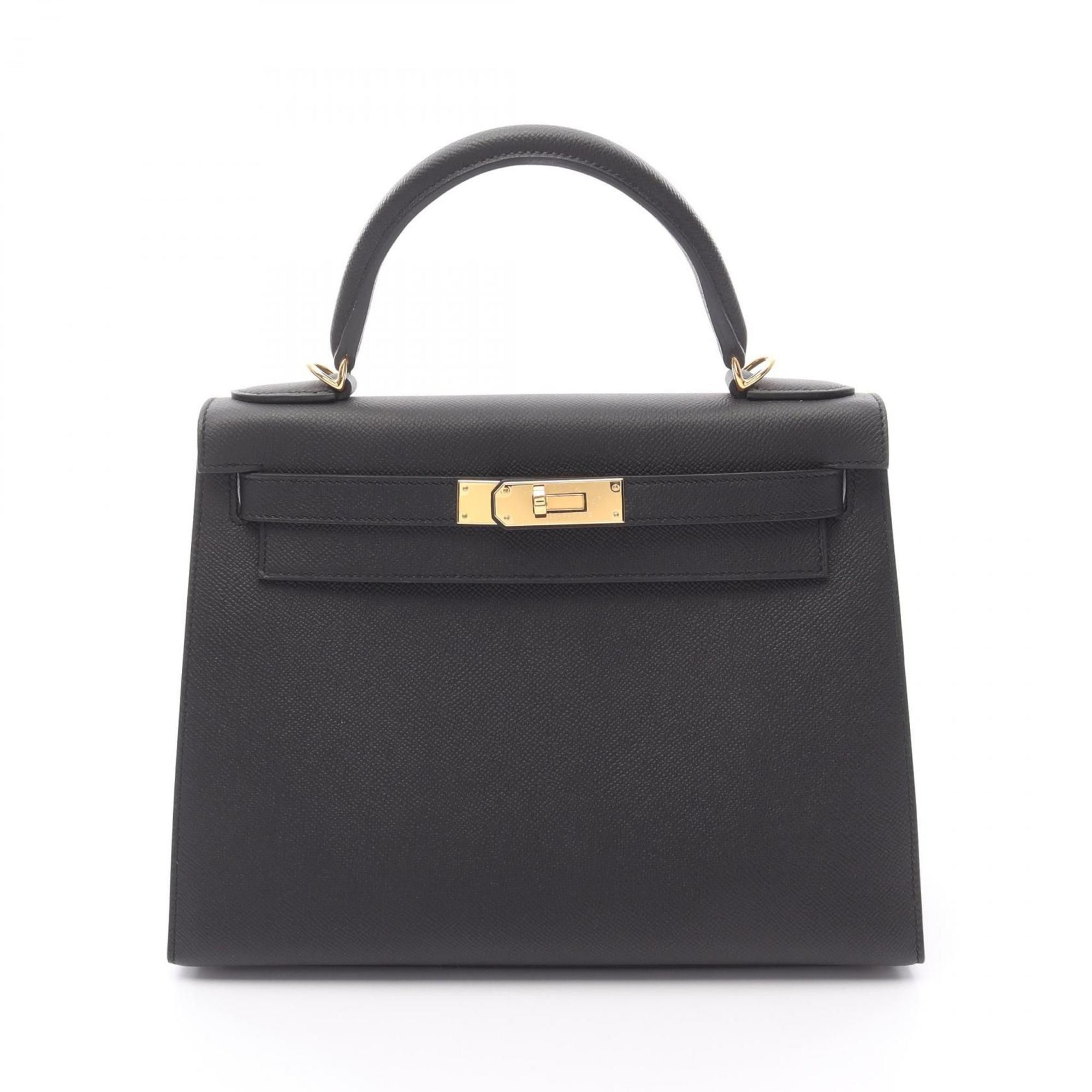 Hermes Kelly 28 Handbag Calfskin (Cowhide) Epsom Leather Women's Black