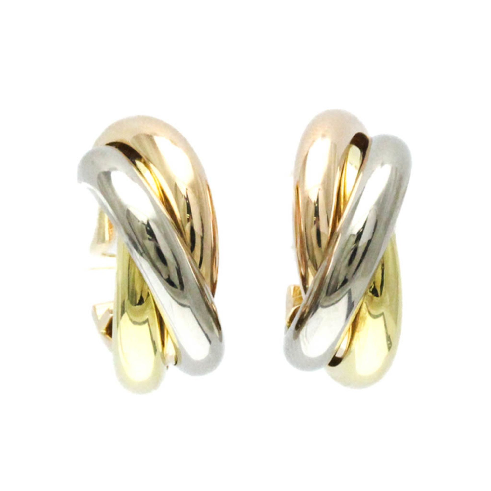 Cartier Trinity Earrings No Stone Pink Gold (18K),White Gold (18K),Yellow Gold (18K) Half Hoop Earri