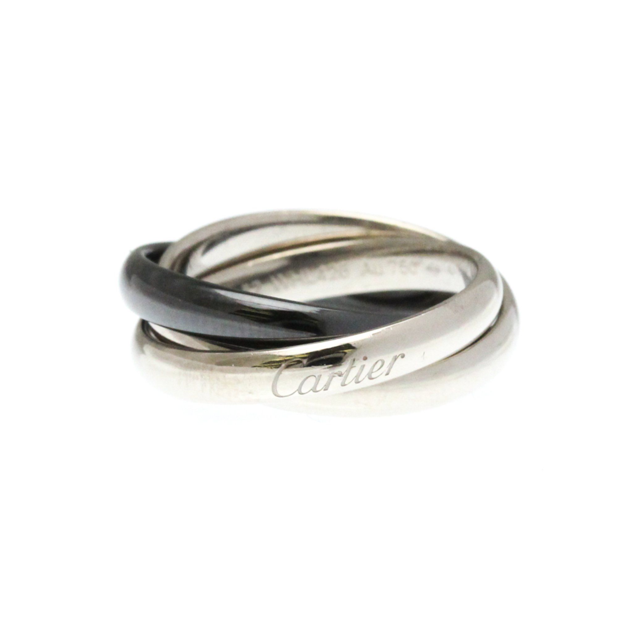 Cartier Trinity White Gold (18K),Ceramic Fashion No Stone Band Ring Silver