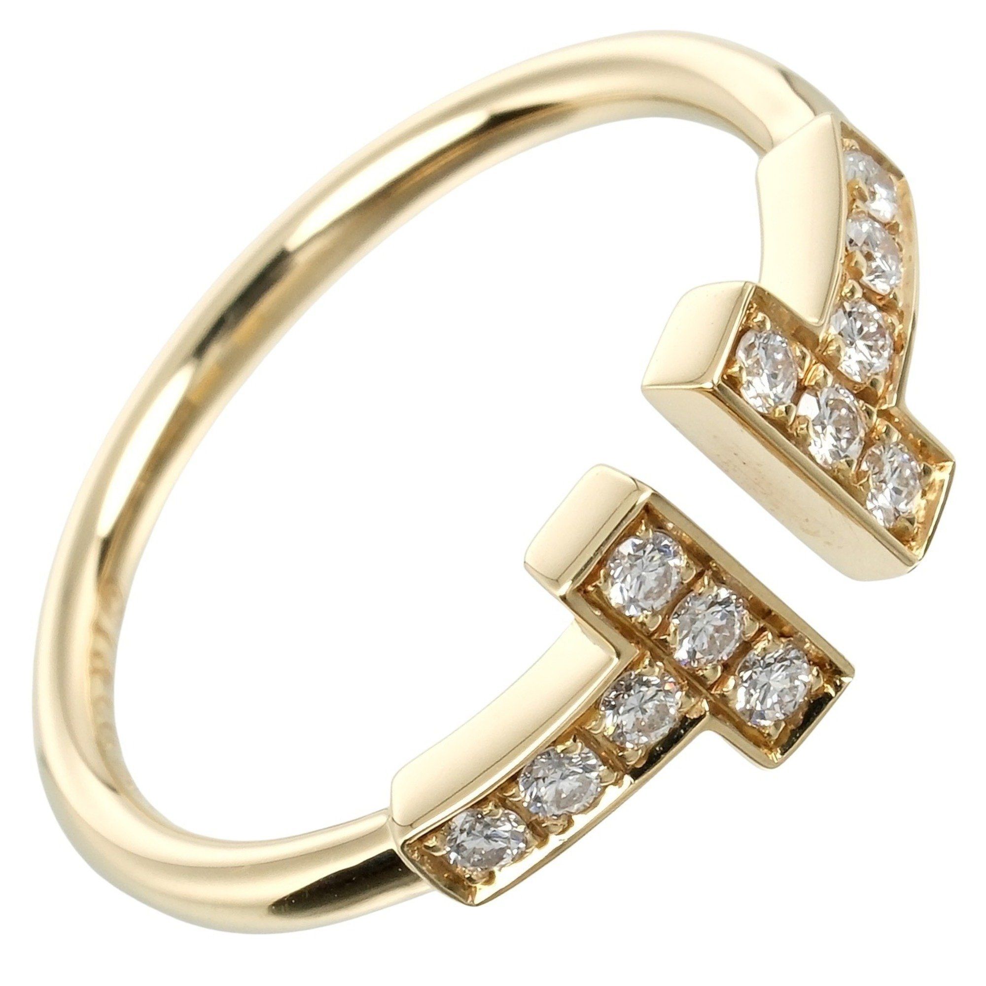 Tiffany & Co. T-Wire Ring, Size 7.5, K18YG Yellow Gold, Diamond, Approx. 2.4g