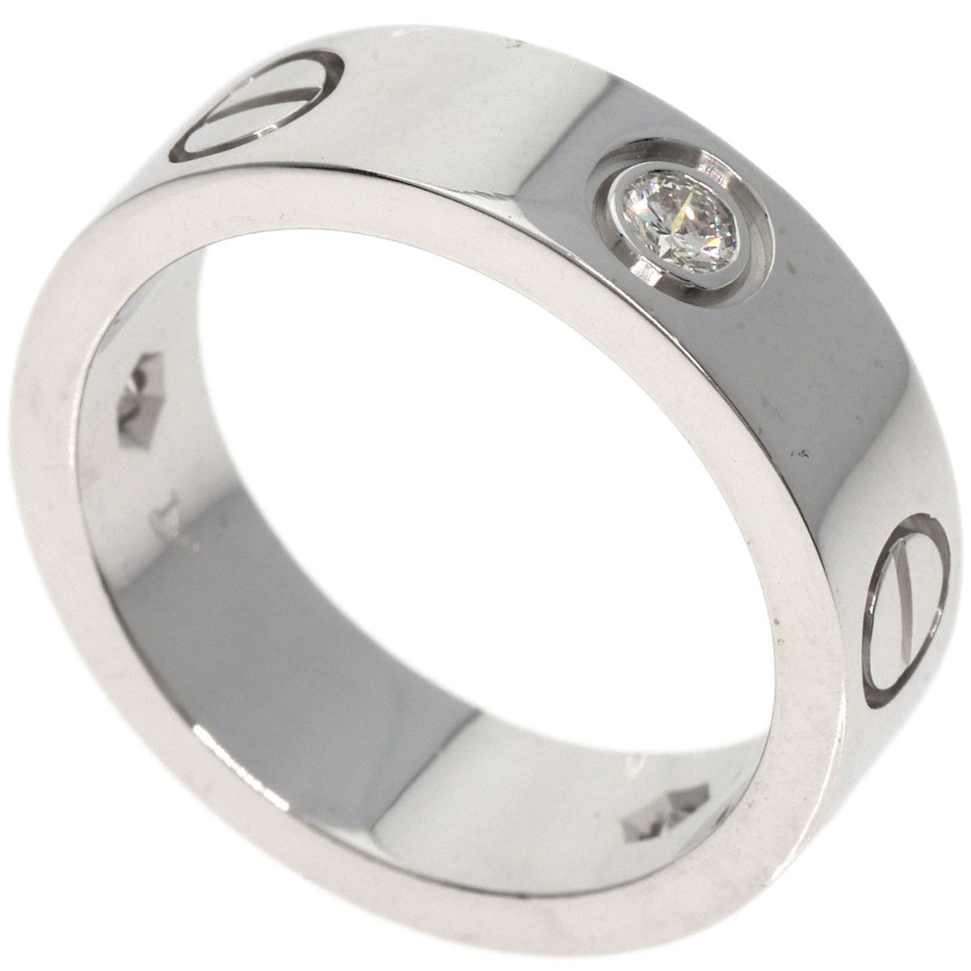 Cartier Love Ring Half Diamond #50 K18 White Gold Women's CARTIER