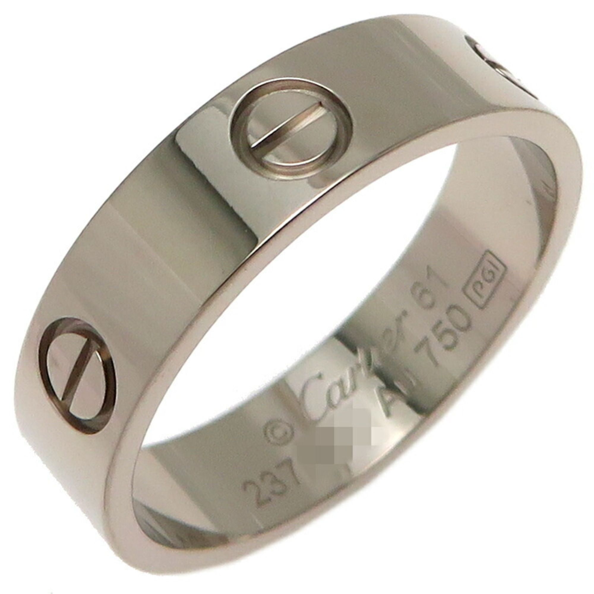 Cartier #61 Love Men's Ring, 750 White Gold, Size 21