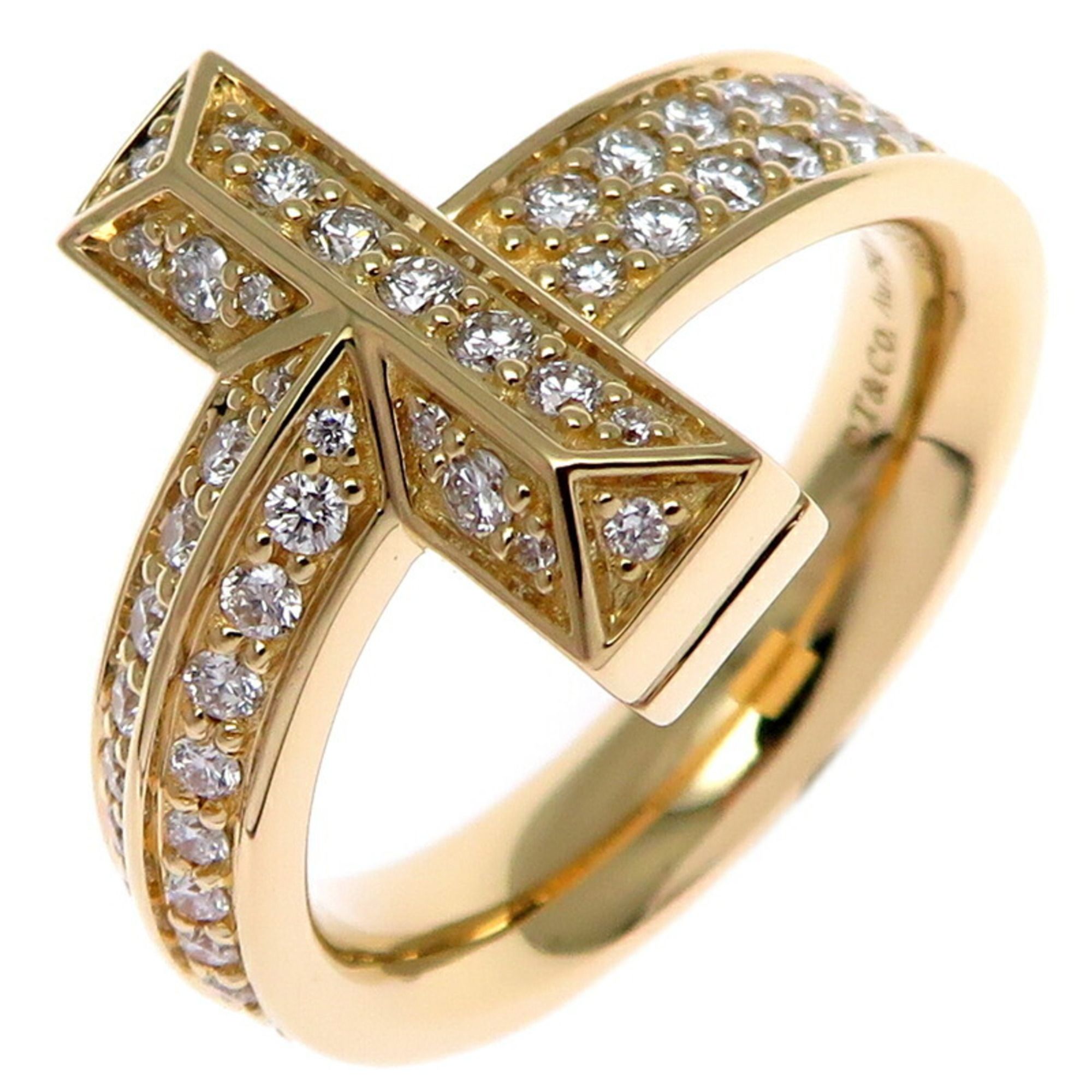Tiffany & Co. 0.54ct Diamond T-One Ladies Ring 68169518 750 Yellow Gold Size 9