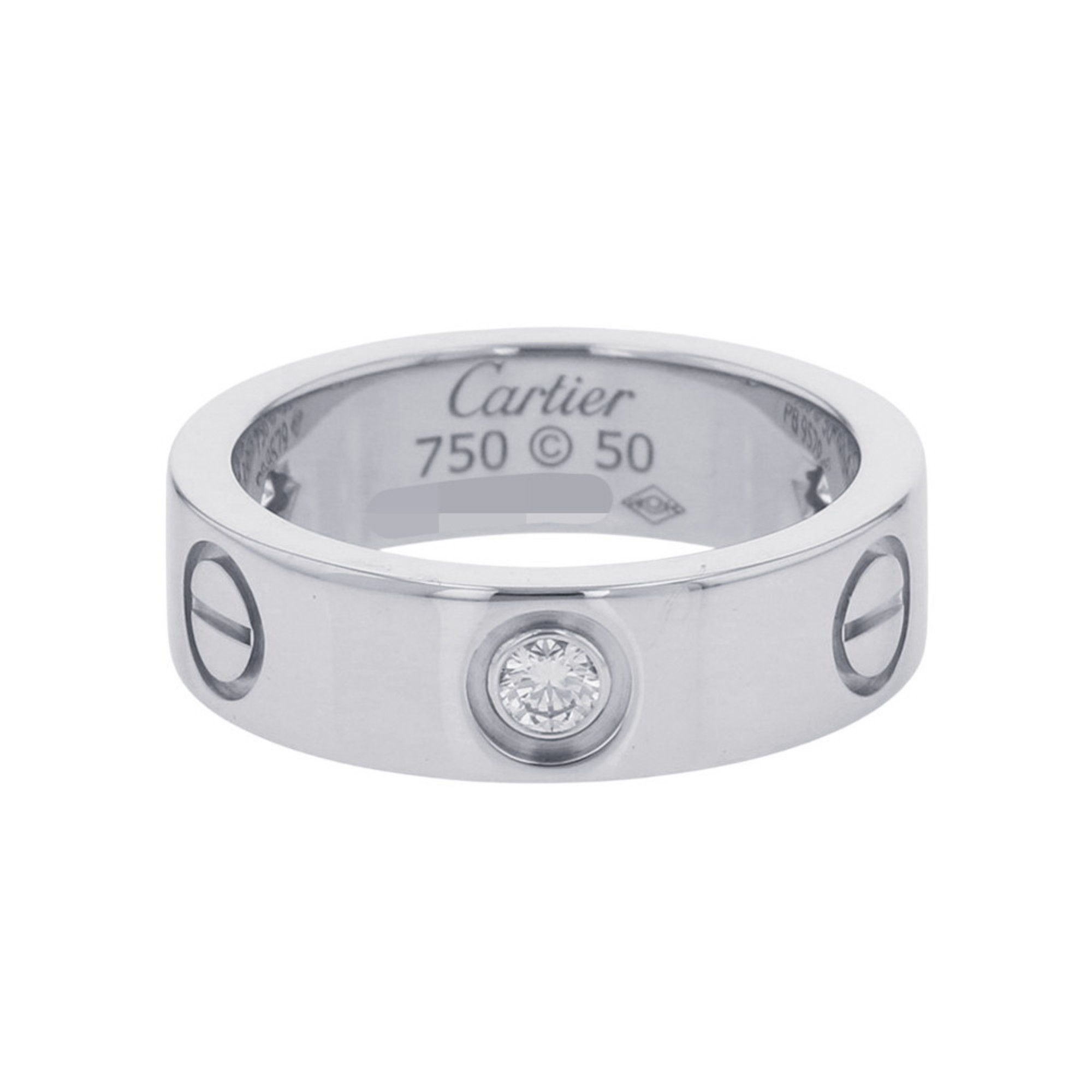 Cartier LOVE Ring, Classic Model, 3-Piece Diamond 0.22ct Total, 18K White Gold, Size 50, B4032500
