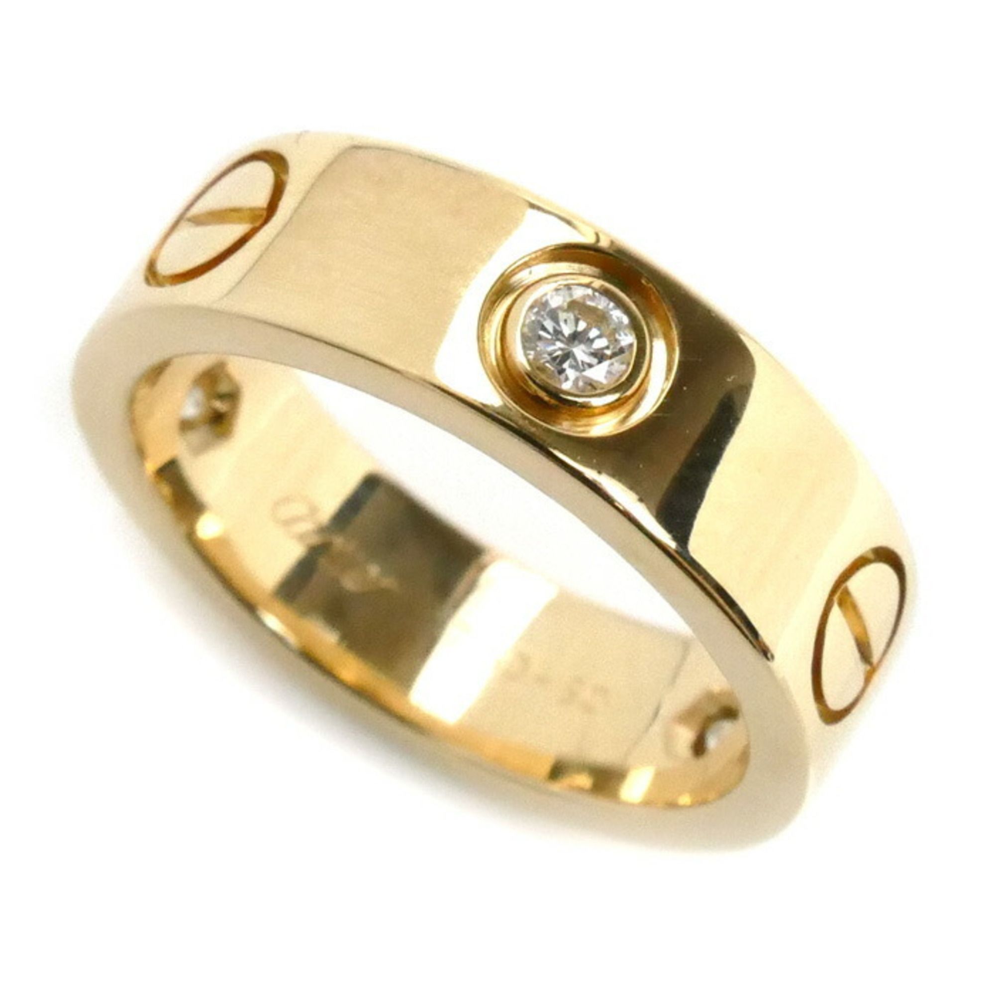 CARTIER 18K Yellow Gold Love Half Diamond Ring, B4032450, Size 10, 50cm, 7.8g, Women's