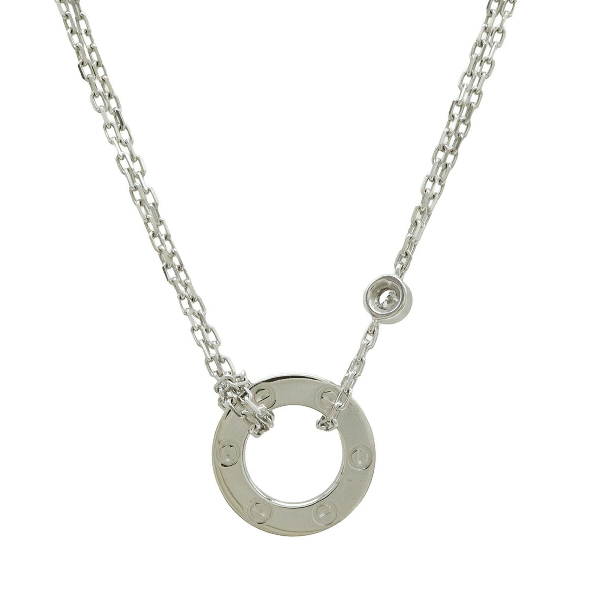 Cartier LOVE L?VE Love Circle Necklace Pendant 18KWG White Gold Diamond 0.03ct B7219400