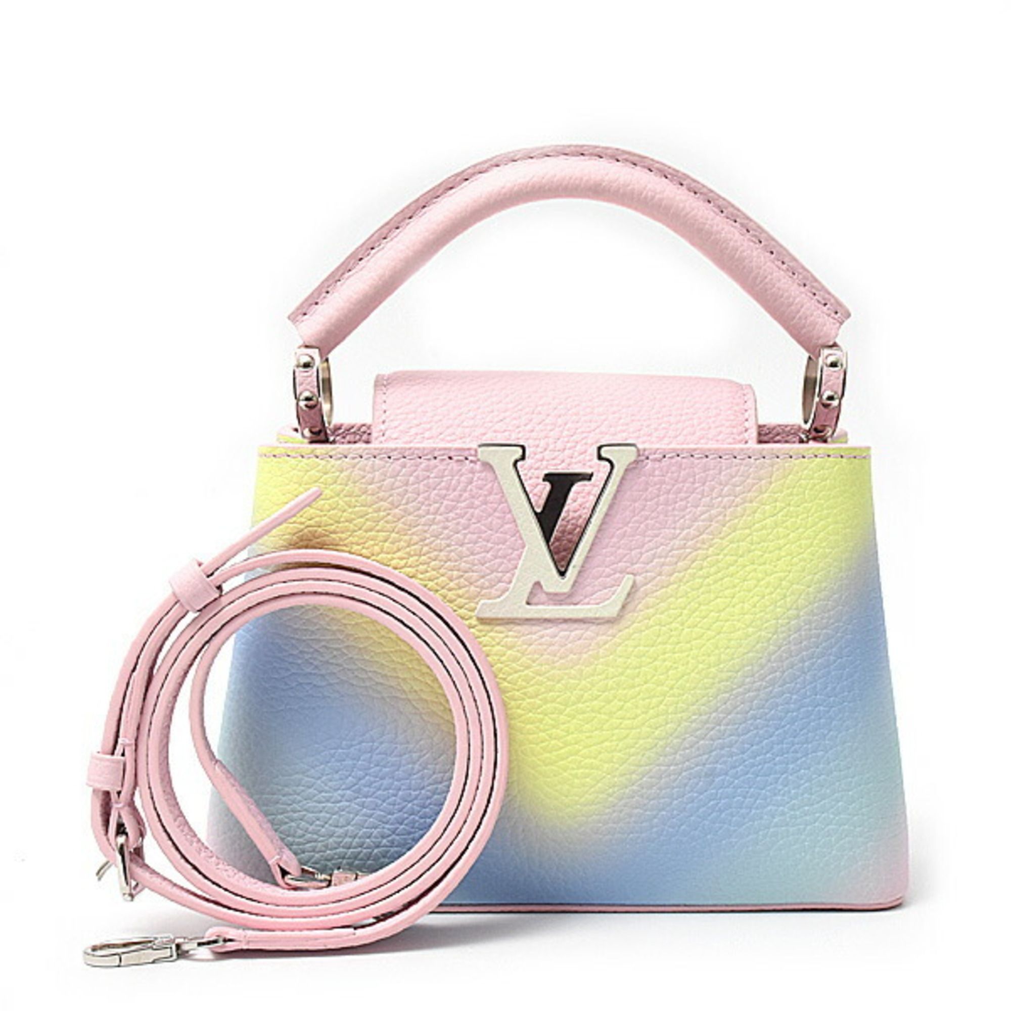 Louis Vuitton Women's Taurillon Leather Capucines MINI Shoulder Bag Pink x Multi M57503