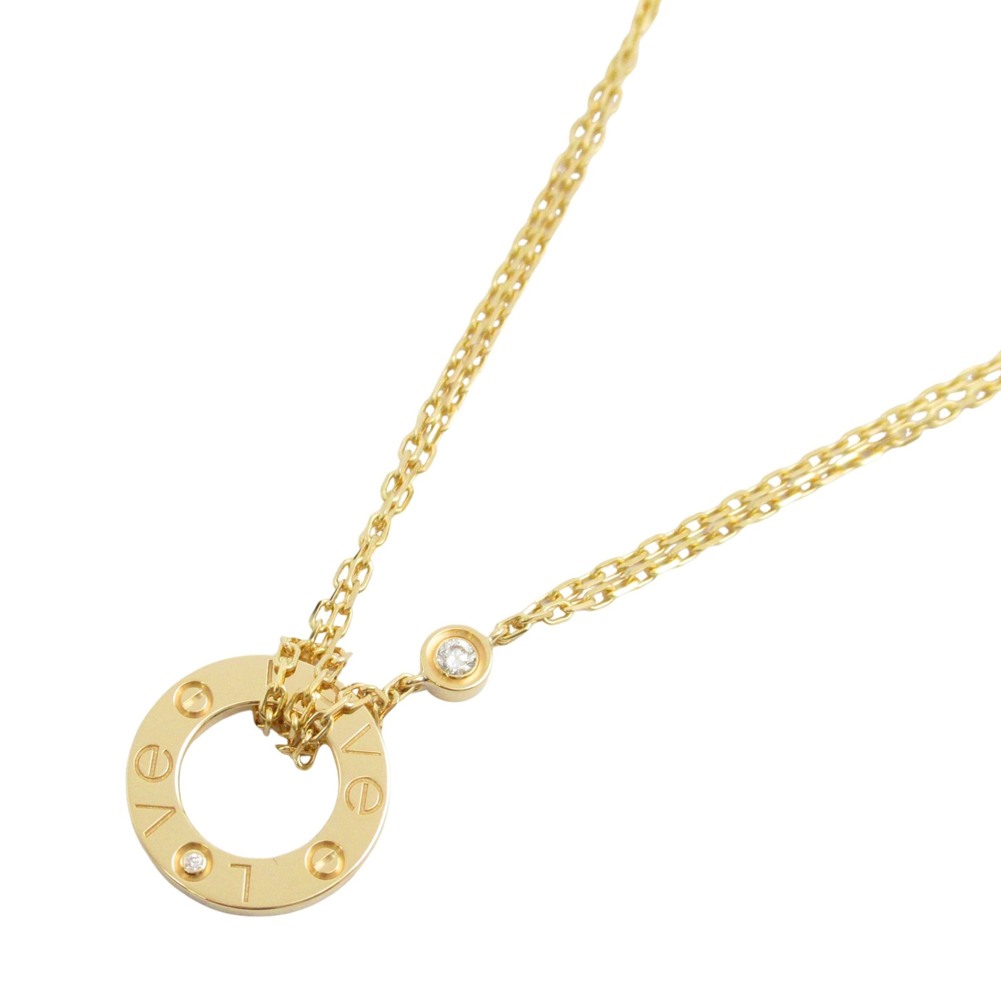 Cartier Love Circle Necklace, 2PD, 18K Yellow Gold with Diamonds, Clear, for Women